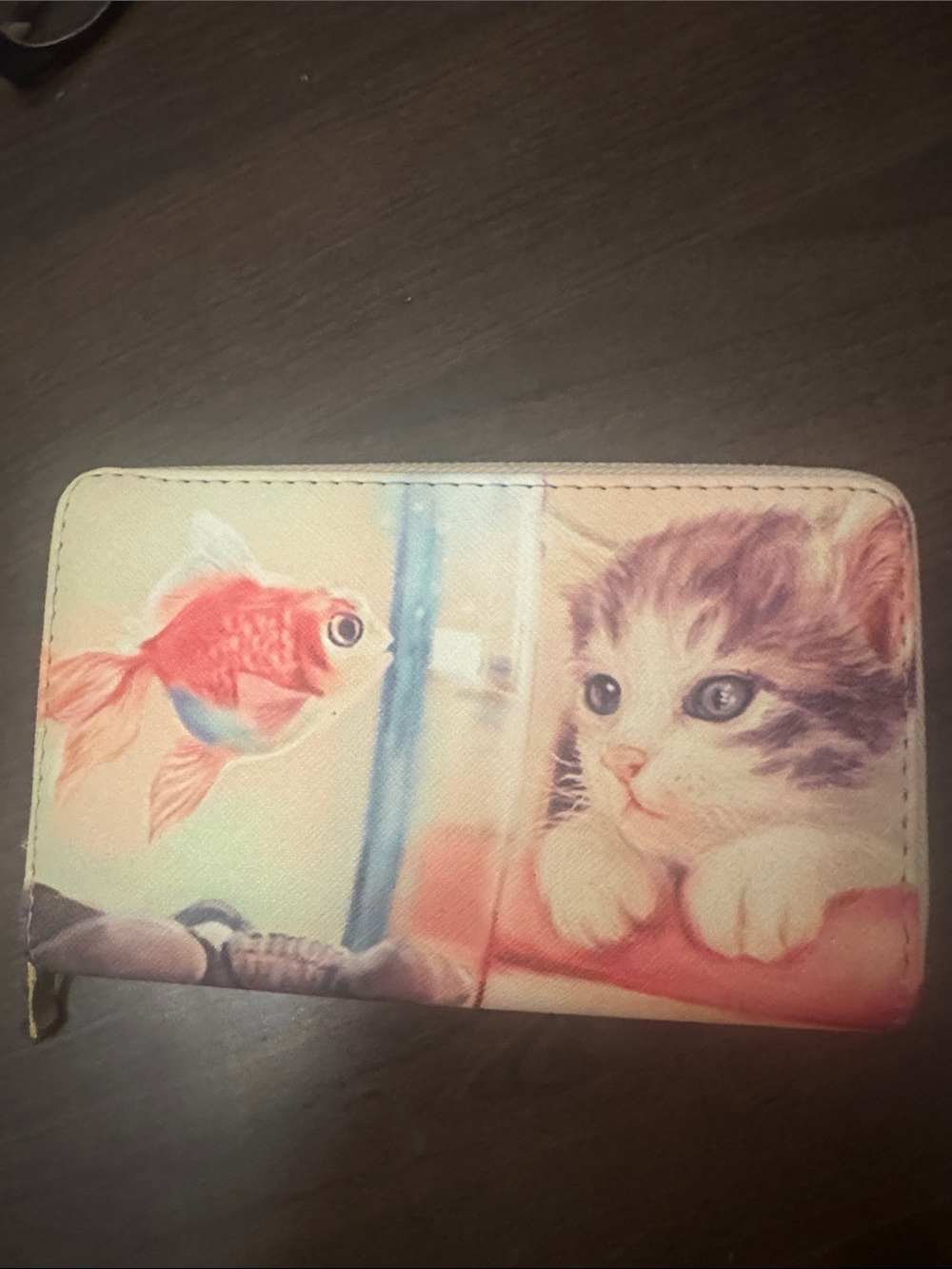 Source Unknown Pink Kitten and Goldfish Zip Wallet